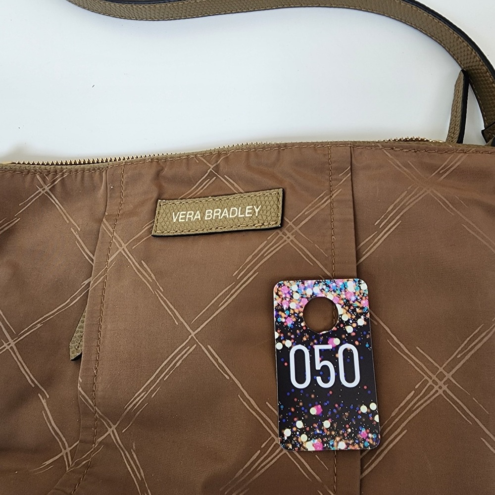 Vera Bradley Preppy Poly Crossbody Bag Tan Diamond Pattern Toast Bag - Picture 12 of 12